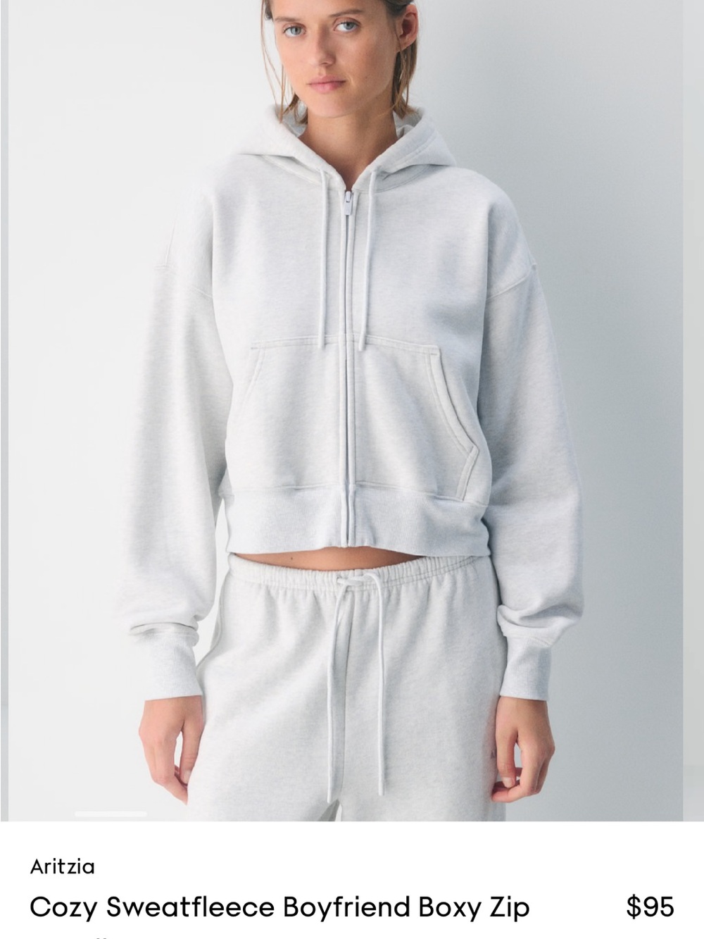 Aritzia Boxy Crop Zip Up